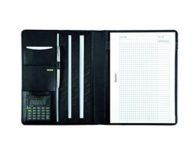 Alassio 43006-1 - Cartella portadocumenti formato A4, in nappa, formato A4, con calcolatrice, blocco A4 e scomparti