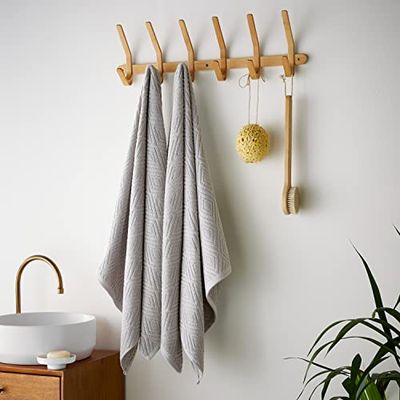 Catherine Lansfield Diamond Geo - Coppia di lenzuola da bagno in cotone, 90 x 140 x 2 cm, colore: Grigio