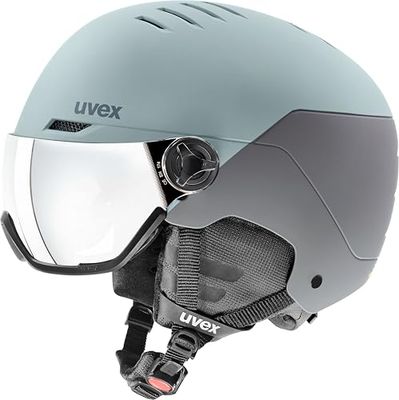 uvex Wanted Visor - Casque de Ski pour Hommes et Femmes - avec Visière - Réglage de la Taille Individuel - Glacier - Rhino Matt - 54-58 cm