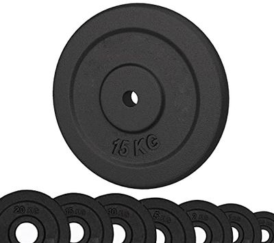 G5 HT SPORT Halterschijven van gietijzer, diameter 25 mm, voor fitnessstudio en thuisgym, van 0,5 tot 20 kg, voor halters en lange halters (1 x 05 kg)