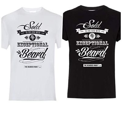The Bearded Man Company Sold to The Man with The Exceptional Beard T-Shirt, Small, White, White1 Units