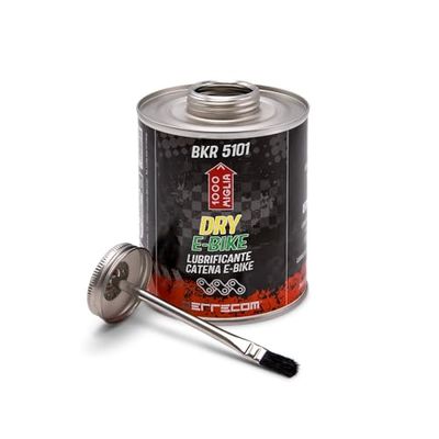 1000 Miglia BKR 5101 E-BIKE DRY Lubrifiant pour Chaîne Vélo Electrique - 900 ml, Conditions de Piste Sèches et Poussiéreuses, formule fluorescente et parfumée, Pot All-In-One avec Brosse incluse