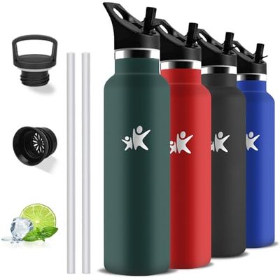 Grsta Borraccia Termica, Borraccia 1 litro, Senza BPA, Bottiglia Termica, Con filtro e Cannuccia, Borracce Termiche, Mantiene Caldo per 12 Ore/Freddo 24 Ore, Borracce per Trekking, Sport, Palestra