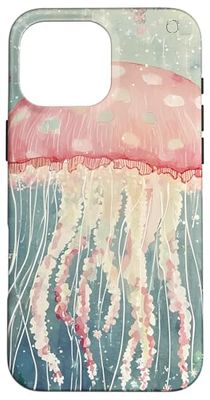 Pink Jellyfish Watercolor Painting Case for iPhone 16 Pro Max