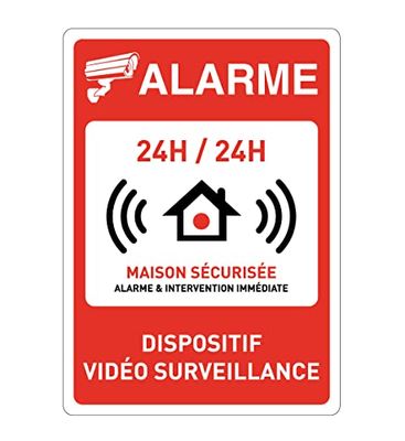 AUA SIGNALETIQUE - Waarschuwingsbord met afgeronde hoeken – alarm voor videobewaking voor thuis – 210 x 300 mm, pvc 1,5 mm