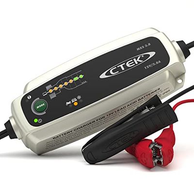 CTEK MXS 3.8, Ładowarka 12V, Inteligentna Ładowarka I Konserwator, Ładowarka Tender Baterii, Motocykl I Ładowarka Samochodowa, Odsiarczalnik Baterii Z Trybem Płatka Śniegu I Pływak/Impuls Konserwacji