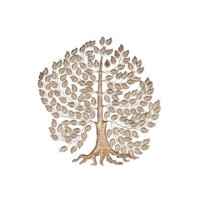 DECORACION PARED METAL 120X1,5X121 ARBOL DORADO