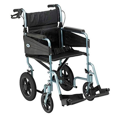 DAYS Escape Wheelchair Lite, Lightweight with Folding Frame, Mobility Aids, Comfort Travel Chair with Removable Footrests, Standard Size, Silver Blue