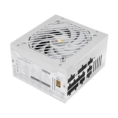 MARS GAMING MPB1000SIM, Alimentatore Full Modulabile ATX 1000W, 7 Anni di Garanzia, 80Plus Gold 90%, Ventola SI Extreme Silence 140mm, Tecnologie AI2-RPM, DC-DC e SMD, ATX 3.1 e PCIe 5.1, Bianco