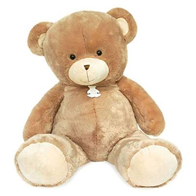 HISTOIRE D'OURS - Peluche Géante Ours Bellydou - Taille Géante 110 cm - Coloris Champagne - Ourson Mignon Tout Doux - Présence Imposante Réconfortante - Idée Cadeau pour Enfants et Adultes