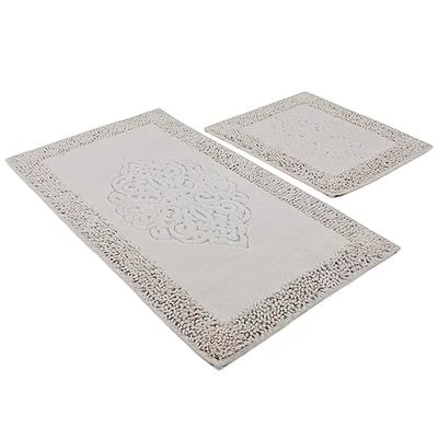 Tapis de bain (2 pièces) beige rectangulaire