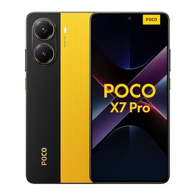 Xiaomi POCO X7 Pro smartphone, 12+512GB, yellow, 50MP main camera with OIS, 6000mAh (typ) battery with 90W HyperCharge, IP68, AI features (no charger included), 2 year Warranty