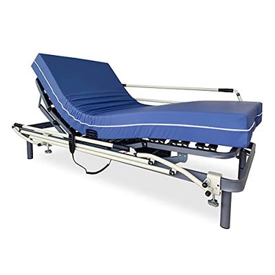 DUÉRMETE ONLINE Set letto articolato elettrico rinforzato 5 piani, materasso sanitario ospedaliero impermeabile + ringhiere, grigio antracite, 105 x 200 cm