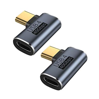 JRLinco Lot de 2 adaptateurs USB C mâle vers Femelle coudés à 90 degrés pour Transfert de données Compatible avec Samsung, MacBook et Autres appareils USB-C