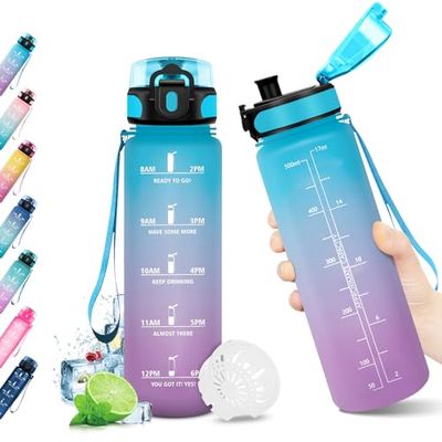 KollyKolla Botella Agua Niño 500ml, Botella de Agua Deportiva, Botella agua Gimnasio, Reutilizable, sin BPA, Garrafa Agua para Niño, Niña, Colegio, Preescolar, Guardería, Bicicleta, Running