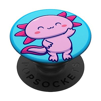 Axolotl Kawaii waves and says hello PopSockets Swappable PopGrip