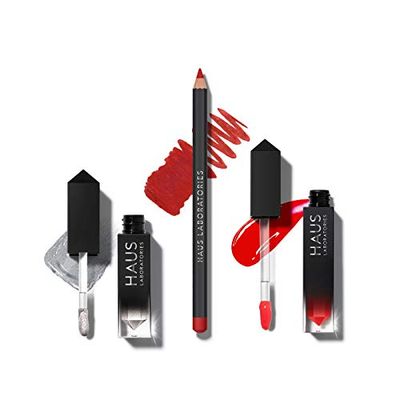 HAUS LABORATORIES By Lady Gaga: HAUS OF COLLECTIONS | Makeup Kit with Bag, Liquid Eyeshadow, Lip Liner Pencil, and Lip Gloss Available in 9 Sets, Vegan & Cruelty-Free | 3-Piece Value Set