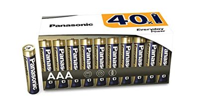 Panasonic Batteries Pile alcaline Everyday Power, AAA micro LR03, 1,5 V, paquet de 40 dans un Emballage sans Plastique, pour une Énergie Fiable, Alcaline