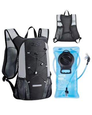 VEVOR Zaino Idrico 460 x 320 x 125 mm Zaino Coibentato da 8 L con Sacca d'Acqua in TPU da 2 L Zaino da Corsa, Zaini da Trekking per Viaggio in Bicicletta, Zaino Idrorepellente per Uomini Donne, Nero