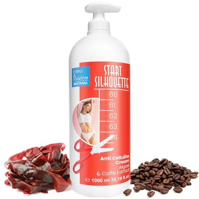 Bleu & Marine Bretania - Crema Anticellulite | Trattamento Effetto Urto | Doppia Azione | Formulazione con Alghe Marine, Caffeina | Lipolitica, Drenante, Anti Stoccaggio, 1L