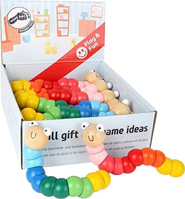 Small Foot- Jouet de motricité Chenille Flexible en Bois, 10961, Multicolore, Lot de 14 - Version Allemande