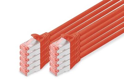 Digitus Professional Cavo di Rete 3 m Cat6 S/FTP (S-STP) Rosso, Cat-6 - 3 m (10 Pezzi), Cavo patch - S-FTP - LSZH