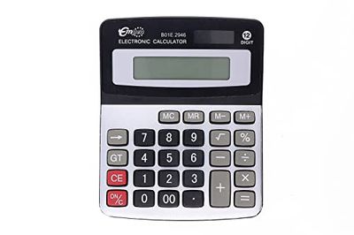 Calcolatrice da tavolo in plastica con tutte le funzioni necessarie per la scuola, il lavoro e la casa. 115 x 140 mm
