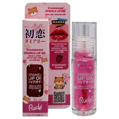 RUDE Manga Collection Manga Sparkle Lip Oil en Strawberry : un éclat hydratant et nourrissant pour vos lèvres