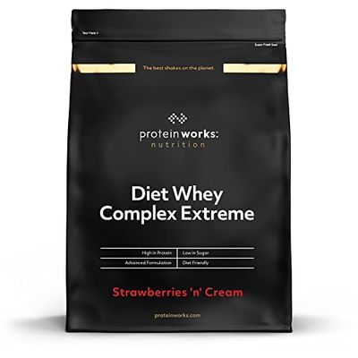 THE PROTEIN WORKS Protéine pour maigrir extreme | Shake diététique pauvre en graisses et en calories | Riche en vitamines et minéraux | Fraise à la Crème | 1kg