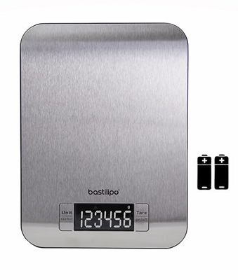 Bastilipo - Bascula de cocina de acero inoxidable, SCA5K-INOX