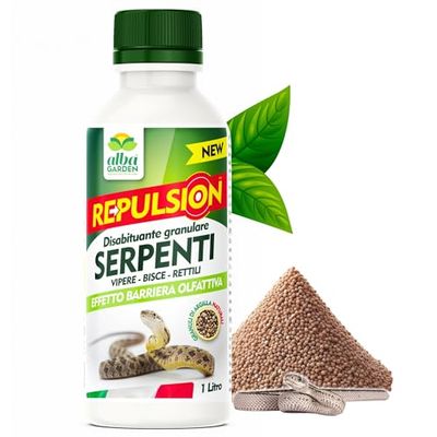 Albagarden - Disabituante Repellente Barriera Per Serpenti e Rettili X 1 Litro - Dissuasore Naturale Per Allontanare Vipere Bisce Talpe - Scaccia Animali Senza Veleno e Ultrasuoni - Granulare