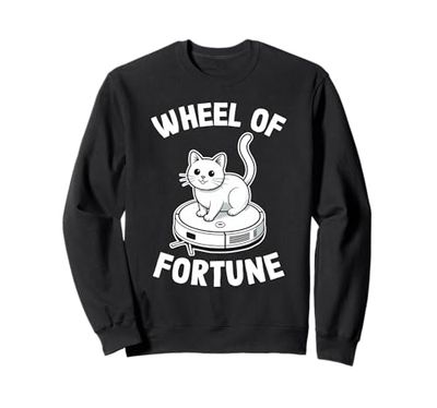 Wheel Of Fortune Cat On Robot Vacuum Cleaner Cat Sweatshirt