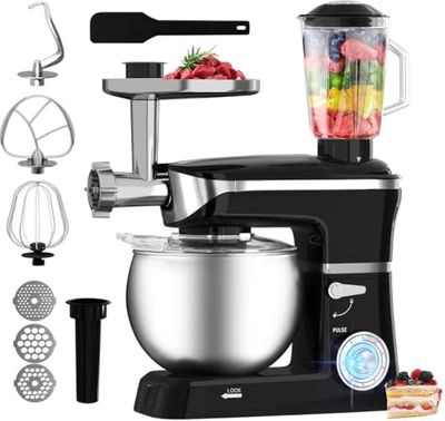 ROYALTY LINE, Robot Multifonction 1900W Noir RLPKM19007BG-BLK, Bol en Acier Inoxydable 6,5L, Accessoires Inclus, Idéal pour Pâtisserie et Cuisine, Design Élégant et Moderne