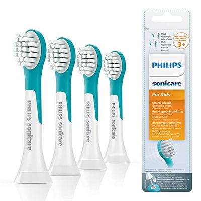 Philips Sonicare for Kids Lot de 4 têtes de brosses à dents électriques soniques pour les enfants 3 ans + (Modèle HX6034/33)