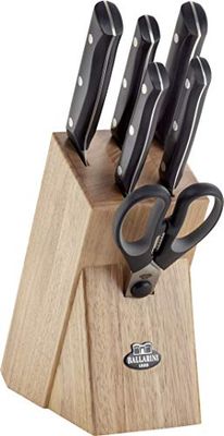 BALLARINI Bloc de Couteaux, 7 Pièces, Bloc en Bois, Couteaux & Ciseaux en Acier Inoxydable, série Chienti