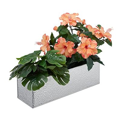 Relaxdays Jardinière, Pot de Fleurs, Plantes Herbes aromatiques métal, Bac à Fleurs Rectangle