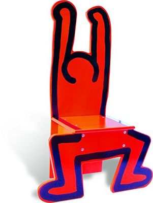 VILAC - Jeux et Jouets - Poufs - Chaise en bois - Graphique - Dessin iconique - Rouge - Keith Harding - Chaise pour Enfants dès 3 ans - Fabriqué en France - 9295