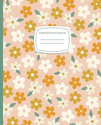 Composition Notebook: College Ruled | Cute Preppy Aesthetic Pink Flower Design | For Girls, Teens, Students, and Adults to use at School, Home or Work | 7.5 x 9.25 in., 100 Pages Lined