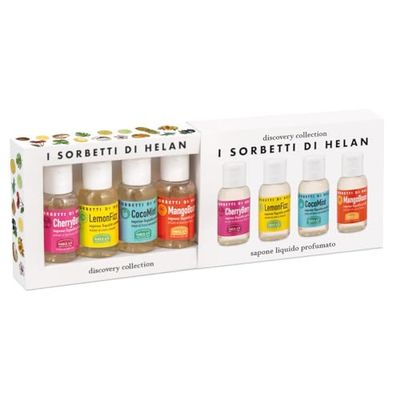 Helan I Sorbetti - Set of 4 25 ml Bottles of Liquid Hand Wash, Natural and Gentle Hand Soap for Sensitive Skin, Moisturising and Nourishing - Travel Essentials & Travel-Size Gift Set - Made in Italy