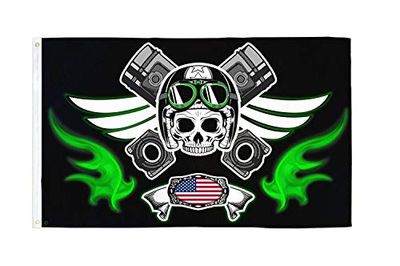 AZ FLAG - Bandera Estados Unidos Calavera Piston Crossbones - 150x90 cm - Bandera Piston Crossbones 100% Poliéster con Ojales de Metal Integrados - 110g - Colores Vivos Y Resistente A La Decoloración