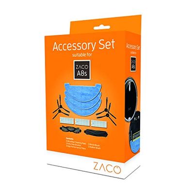 ZACO 501926, Original Accessory Set Suitable A8s Robot Vacuum Cleaner and mop, incl. Side Brushes, Main Brushes, Wiping Cloths and Filter, Spare Parts, Set A8s