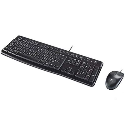 Logitech MK120 Combo Tastiera e Mouse con Filo per Windows, Layout Portoghese QWERTY - Nero