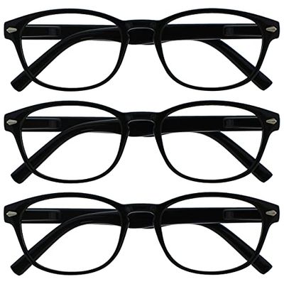 UV Reader La Société Lunettes De Lecture Noir Lecteurs Valeur Pack 3 Femmes Hommes RRR76-111 +3,50