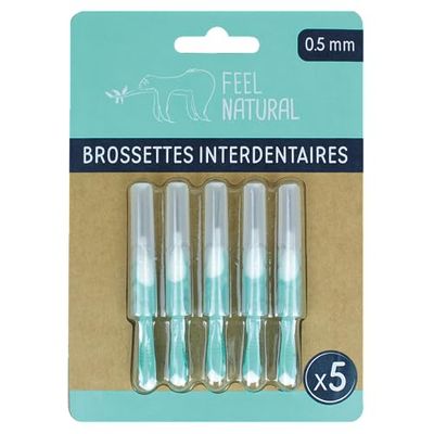 Kit 5 Brossettes Interdentaires 0,5mm - Nettoie les Espaces Interdentaires en Douceur - Nettoyage Dentaire Efficace - Accessoire Nettoyant Plaque Dentaire, Hygiène Bucco-Dentaire Feel Natural