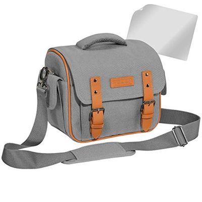 PEDEA Capa para câmara DSLR digital com protetor de ecrã para Canon EOS 5D Mark II 400D 2000D / Nikon D60 D80 D90 D3100 D3200 D3300 D3400 D5300 D7100 / Pentax K 3 0K 500XL/cinzento