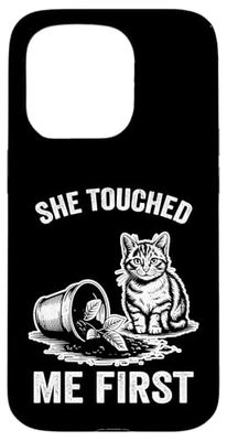 She Touched Me First Cat Plant Kitten Plants Amoureux des chats Coque pour iPhone 15 Pro