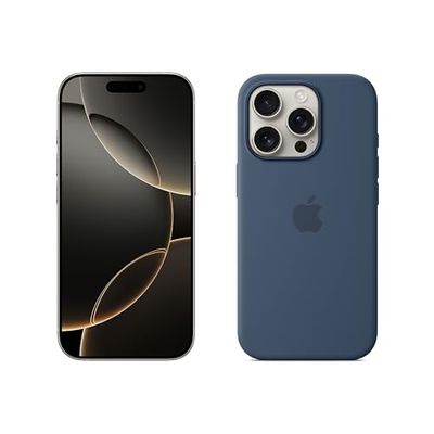 Apple iPhone 16 Pro (256 GB) - Naturel titanium + Siliconenhoesje met MagSafe - Denim