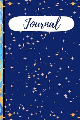 Star print notebook: navy and gold star print journal, 100 pages, 6 x 9", blank lined interior, ideal for anyone into the cosmos