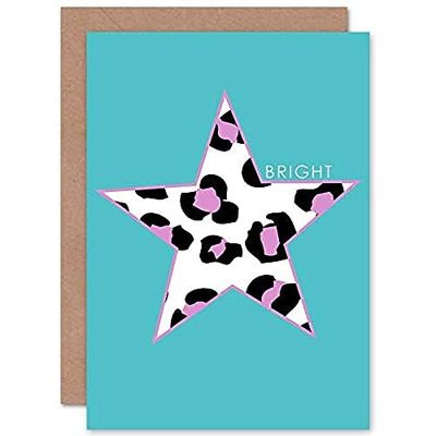 Wee Blue Coo Leopard Blue And Purple Solid Bright Greeting Card With Envelope Inside Premium Quality