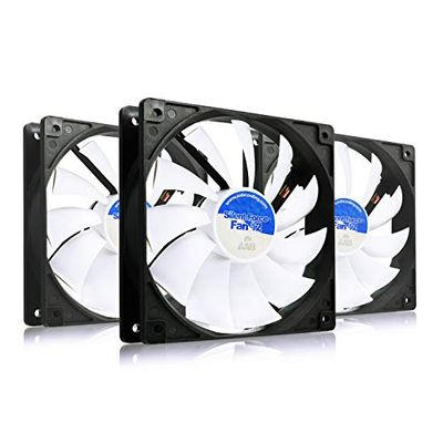 AABCOOLING Silent Force Fan 12 - Silent and Efficient 120mm Fan with 4 Anti-vibration Pads, Computer Fan, Intake Fan, 12V, 120mm Case Fan, Quiet Fan - Value Pack 3 Pieces 12,9 dB(A)